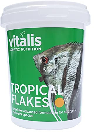 Vitalis Tropical Flakes Fischfutter Flockenfutter für Süßwasser-Fische - Hauptfutter Flocken Futter - Alleinfuttermittel für tropischen Süßwasserfische - mit Vitaminen und hochwertigen Nährstoffen | Hauptfutter, Alleinfuttermittel für tropische Süßwasserfische, Mit Vitaminen, Hochwertige Nährstoffe