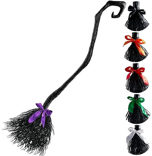 JOYIN 54.5''/138cm Hexenbesen mit Bändern für Kinder Halloween Böse Hexen Besenstiel, Kostümpartys, Photo Booth Zubehör, Halloween Dekorationen, Karneval