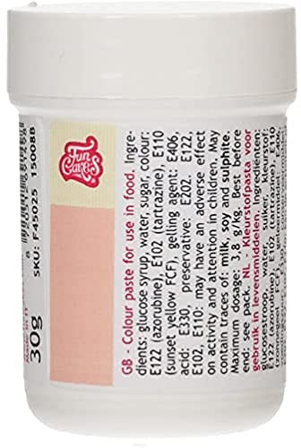 FunCakes Food Colour Paste, Colorant Alimentaire en Pâte, Peach, 30 g | Hautement Concentré pour Fondant, Massepain, Crème au Beurre, Pâte à Fleurs et Gâteau, Résistant à la Cuisson jusqu'à 200 °C
