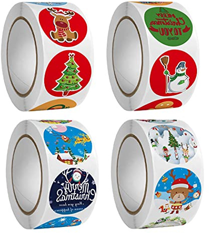 2000 Pcs Weihnachtsaufkleber Etikettenaufkleber Selbstklebendes Aufkleber Rund Aufkleber für Weihnachtskarten, Sammelalbum, Weihnachtsdekoration