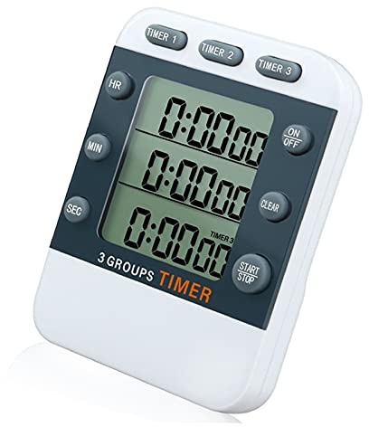 Cages 3 Groups Same Screen Kitchen Timer Electronic Digital Visual Timer with Large Display Countdown Egg Timer for Cooking Game Baking Exercise