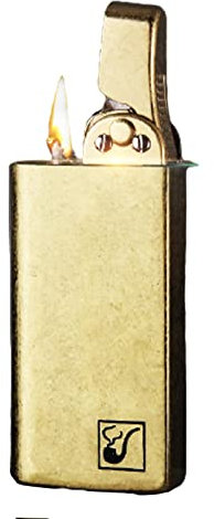 Briquet à Kérosène en Cuivre à Ressort en Métal Coupe-Vent D'allumage Ancre Vintage en Laiton Ensemble de Somking avec Boîte-Cadeau pour Hommes (Carburant Non Inclus),Gold