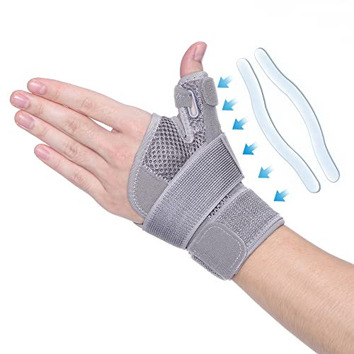 FITTOO Fascia da polso con stecca metallica per il pollice Supporto per la mano per artrite, tendinite, tunnel carpale, sollievo dal dolore e distorsione del pollice per uomini e donne (Grigio)