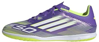adidas Unisex F50 Club Indoor Football Boots, Purple Rush/FTWR White/Lucid Lemon, 44 2/3 EU