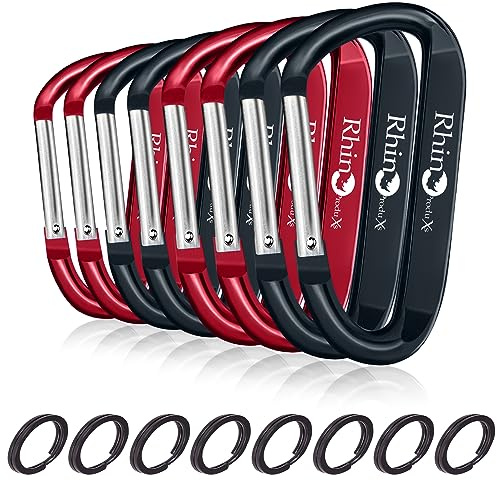 Rhino Produxs 8PCS Lightweight Snap Carabiner Clips D Ring Shape