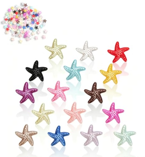 200 Stück Flatback Resin Starfish Mixed Charms, Harz Flatback Slime Beads Making Supplies für DIY Scrapbooking Crafts Pearl Sticker Handy Dekorationsmaterial