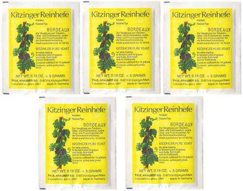 Arauner Kitzinger Weinhefe BORDEAUX, 5er Pack, für 250 Liter