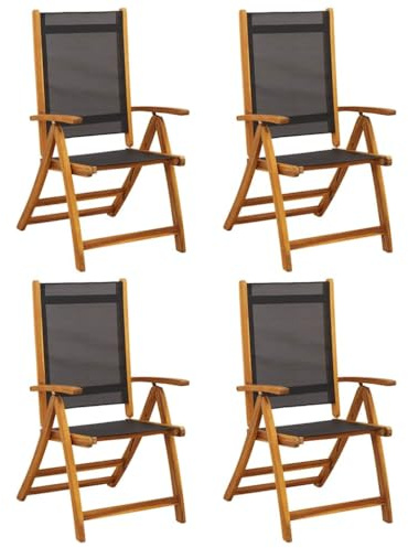 vidaXL Klappstühle, 4 Stück, Massivholz Akazie und Textilene