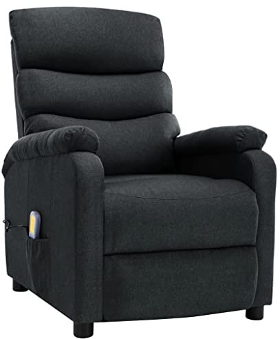 KOIECETA Massagesessel mit Heizfunktion Massage TV Sessel Fernsehsessel Relaxsessel Ruhesessel Polstersessel Liegesessel Lounge Dunkelgrau Stoff, V-32122, 72 x 96 x 98 cm (B x T x H)