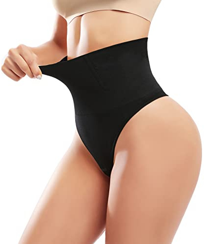 Xnova Stringtrosa för kvinnor med formning, hög midja underbyxor med thong shapewear trosor bantning platt mage osynliga shorts