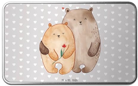 Mr. & Mrs. Panda Metalldose rechteckig Bären Liebe - Geschenk, Freundin, Blume, Döschen, Liebesbeweis, Blechbox, Freund, Partner, kuscheln,