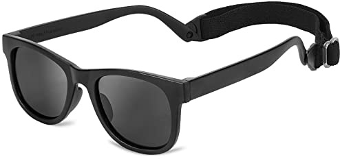 Hifot Kids Polarized Sunglasses, UV Protection, Rubber Flexible, Classic Design, Age 2-7, Black