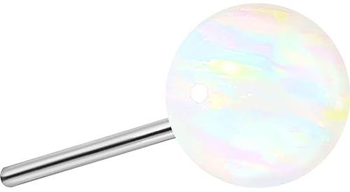 PIERCINGLINE Titan Aufsatz mit Push Pin WEISSE SYNTHETISCHE OPAL KUGEL OHNE Labret Stecker Piercing Ohr Helix Tragus Conch Größenauswahl