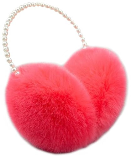 Reyox Femme Hiver Peluche Cache Oreille en Fausse Fourrure Pliable Thermique Cache-oreilles Rouge 4