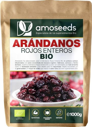 Arándanos Rojos Enteros BIO 1KG | Sin Azúcares Añadidos, Deshidratados | Endulzado con zumo de manzana | Primera Calidad