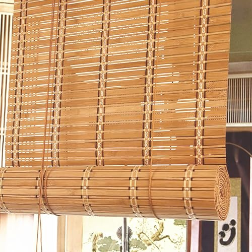 X1NGFU Rideau en Bambou,Store Enrouleur Bambou,Store Venitien en Bois,Store Fenetre Occultant à Traction Latérale pour Exterieur,Protection Solaire,Personnalisable,Largeur x Hauteur (110cm x 210cm)