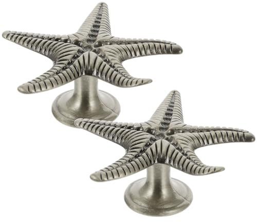 Veemoon 6 Stk Seestern-Schubladenknöpfe, kreativer Möbelgriff, nautische Kleiderschrankgriffe, dekorativer Metallgriff, handwerkliche Tiergriffe für Schubladen, Kommoden, Schränke