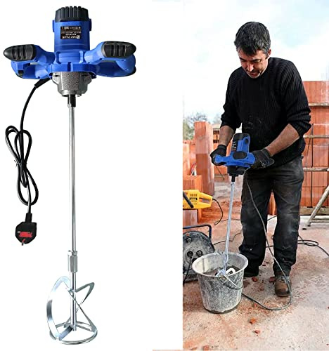 Tragbarer Paddel Mixer Zement Mixer, Elektrischer Handbetonmischer Mörtel Betonmischer, Einstellbare 6-Geschwindigkeit zum Mischen von Zement, Farbe, Beton, Feed