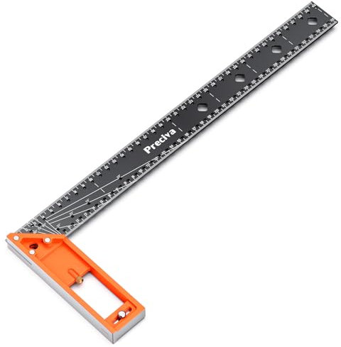Carpenter Square Tool, Preciva T-Squares 16Inch/400mm, Stainless Steel Angle Ruler, Combination Squares 10/90 Degree Marking And Scribing Engineers Rulers for Woodworking