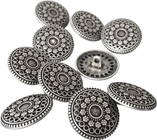 Silver antik platta metallknappar med ögla 17 mm eller 22 mm (10 stycken) (17 mm)
