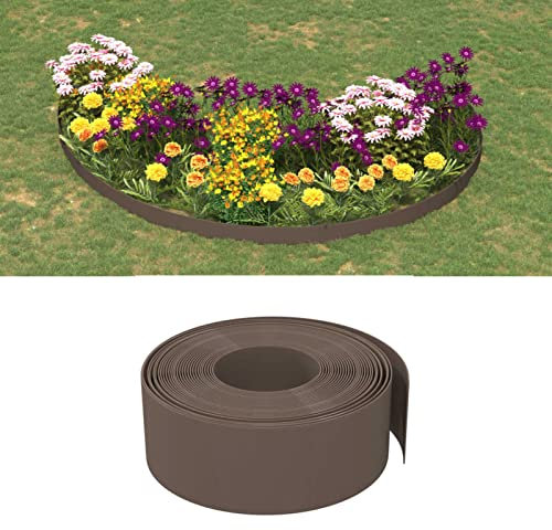 JUDYY Rasenkante Braun 10 m 20 cm Polyethylen, Beetumrandungen, Beeteinfassung, Grabumrandung, Zaun Garten, Beetabgrenzung, Beetzaun