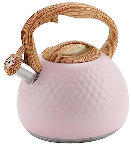 OUYUE Wasserkessel Pfeifkessel Edelstahl-Pfeifkessel, 2,8 L, Für Die Küche, Herd, Teekessel, Teekanne Für Gasherd, Induktionsherd Flötenkessel Teekessel(Pink)