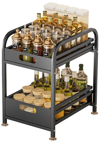Genérico ArmarioarmarioMueble bajo el Fregadero Organizador Mueble para Fregadero Mueble extraíble Mueble para Lavabo Organizador Mueble para Fregadero Organizador extraíble Negro 2