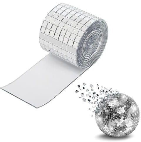XUKZIMA 1800 Pcs Miroirs Auto-Adhésifs Carreaux de Mosaïque Autocollant Mural en Verre Carrés de Mosaïque de Verre Mini pour DIY Disco Party Décor