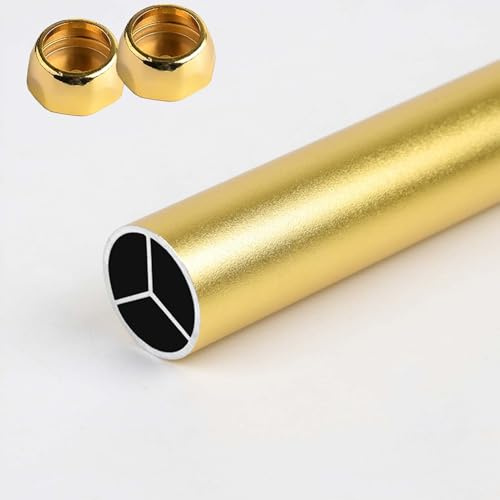 Blazea Barra Armario Barra de Valet Dorada para Armario con Soportes, Organizador de Armario con Barra Larga y Redonda, Tubo de Armario Cortable para Colgar Toallas, Cortinas o Ropa(90cm(35 3/8))