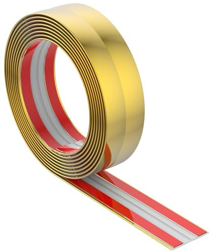 Moulures décoratives autocollantes - 40 mm - Bande d'angle flexible et autocollante - Pour plinthe de finition, plan de travail de cuisine (doré)