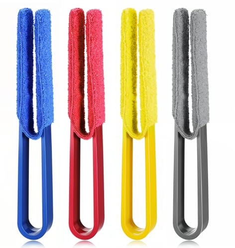 Dimeho 4 limpiadores de persianas, cepillo de doble cabezal con 4 fundas de microfibra para persianas, aire acondicionado y rejillas de ventilación de coche