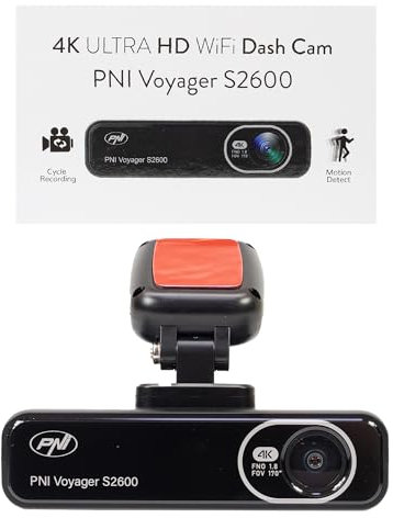 Paquete de 2 Piezas Cámara para Coche DVR PNI Voyager S2600 WiFi, 4K Ultra HD, GPS, sin Pantalla, función de vigilancia de Aparcamiento, Sensor G, grabación de vídeo y Audio
