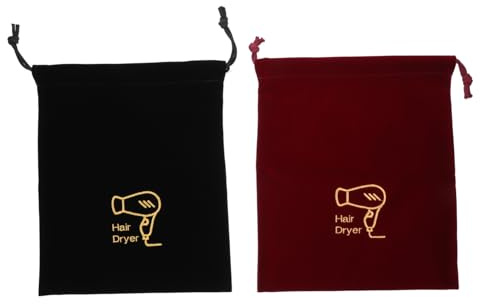 TOVINANNA 2 Stück Haartrocknertasche aus Schwarzem Stoff mit Kordelzug Faltbar und Waschbar Praktische Aufbewahrungstasche für Hotel und Gästezimmer