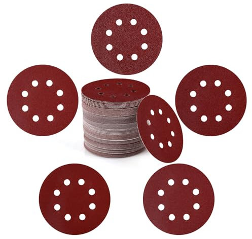 100 Stück 125mm Schleifpapier Klett Schleifpapier Schleifscheiben für Exzenterschleifer 40, 80, 120, 180, 240 Körnung