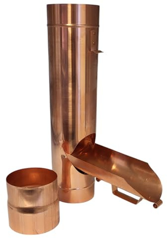 zbs24 Regenrohrklappe 100mm in Kupfer, ohne Laubsieb, konische Bauform für einen mühelosen Einbau, Set 2 mit Muffe zur Montage bei abgeschnittenen Fallrohren