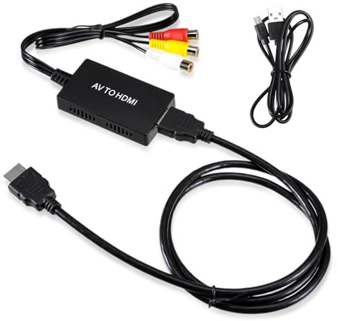 YUWJOOWEE RCA auf HDMI Konverter 1080P AV auf HDMI Adapter Scart Auf HDMIAdapter Cinch auf HDMIAdapter mit Kabel für PS2/PS3/ Xbox/SNES/N64/STB/VHS/VCR Videorecorder DVD,Unterstützt PAL/NTSC