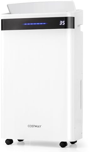 COSTWAY 28,5 L/día Deshumidificador, Deshumificadores hasta 35㎡con Pantalla LED, Luz Indicadora de 3 Colores, Temporizador 24 H y 4 Modos, Depósito de Agua de 5,5 L, Drenaje Automático/Manual, ≤ 42 dB