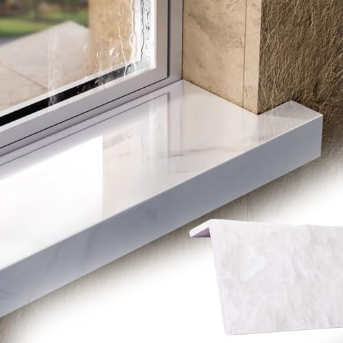 HPIRFYE White marble texture window sill protector Cuttable Cover protection board for Bay Window Balcony
