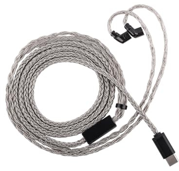 Linsoul Tripowin Zonie HiFi In-Ear Monitor Upgrade Cable, with Omni Mic, 16-Core Silver-Plated SPC Earphone Cable, Type-C/3.5mm Options, 1.25m SPC Tangle-Free Wire (Type-C Plug, Recessed 2Pin) | HiFi Wired Gaming Earbuds Cable, in-Ear Monitor Upgrade Cable, 1.25m Tangle-Free Wire for Audiophiles, Typec, Recessed 2PIN