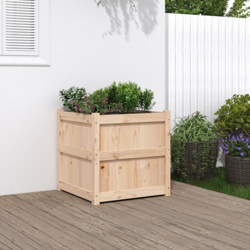 Festnight Jardinière Bois Extérieur Bac à Fleurs Carré Potager en Bois Bac Potager Surélevé Résistant à l'Intempérie - Pin Naturel - 60x60x60 cm