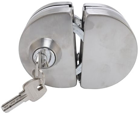 Serrure de Porte en Verre, Verrou à Double Pêne en Acier Inoxydable, Pivotant, Coulissant, Contrôle D'accès, avec 3 Clés, Compatible avec Verre de 10 à 12 Mm D'épaisseur