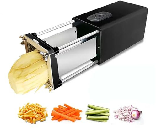 ERICAT Cortador Eléctrico De Patatas Fritas, Máquina De Patatas Fritas con Cuchillas De 1/2 Y 3/8 Pulgadas, Corte Rápido Y Cuchilla Extraíble, Ideal para La Preparación Industrial De Alimentos