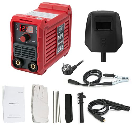 VOBOR Mini Poste a Souder Électrodes, Inverter Poste à Souder Fil Fourré avec Technologie IGBT, Affichage LED, Anti-Stick, Portable Station de Soudage, MMA 250