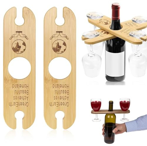 Ruayia 2 Stück Weinglashalter Holz, Kreuzförmiger Hängender Glashalter, Weinregal für 4 Gläser, Gläserständer aus Naturmaterial für Küche & Bar