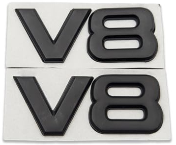 2 Stück Metall V8 Emblem Classic V-8 Motor Logo Badge Auto Aufkleber Sport Aufkleber Kofferraum Ersatz für Universal-Fahrzeug (schwarz)