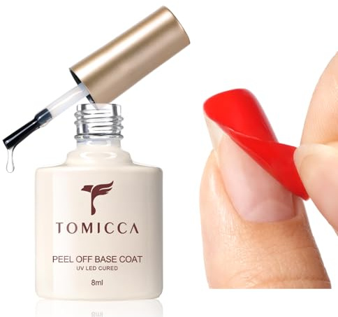 TOMICCA Peel Off Base Coat UV Gel Einfaches Entfernen, 8ml | Soak Off UV/LED Peel Off Nagellack Unterlack fur Nail Art Design Nägel Maniküre für Nagelstudio DIY Home