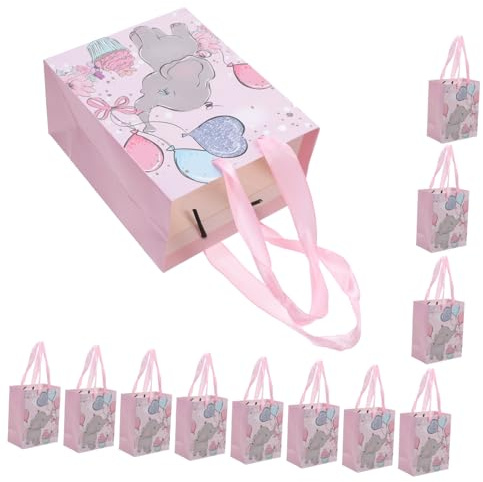 SOIMISS Geschenktüten Zufälliger Stil Umweltfreundlich und Wiederverwendbar mit Elefantenmotiv 12 Cartoon Snackbeutel aus Papier für Party und Süßigkeitenaufbewahrung