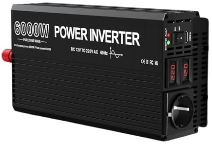 Power Inverter Convertitore Tensione E Corrente Da 3000 W 4000 W 5000 W 6000 W 24 V 12 V Inverter A Onda Sinusoidale Pura Trasformatore 220 V Spina USB Invertitore(12V,220V-230V 50HZ_6000W)