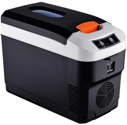 Portable Cooler – Small Car Fridge, Outdoor Travel Freezer | 10L Camping | Refrigerator 12V 24V, Compact Electric Cooler, Mini Vehicle Cooling Unit, Refrigerator for Home and Road Trips