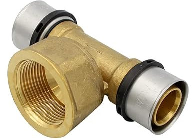 Pipetec Pressfitting T Stück 32x3 1 1/4 Zoll Innengewinde TH Kontur Verbundrohr, DVGW, TH-Profil